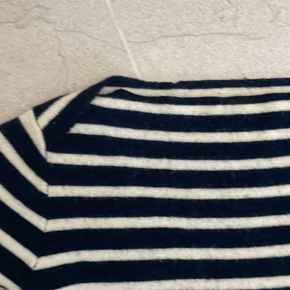 Comme des Garçons Blue White Stripe Long Sleeve Fitted Sweater Top Boat Neck - Picture 8 of 8